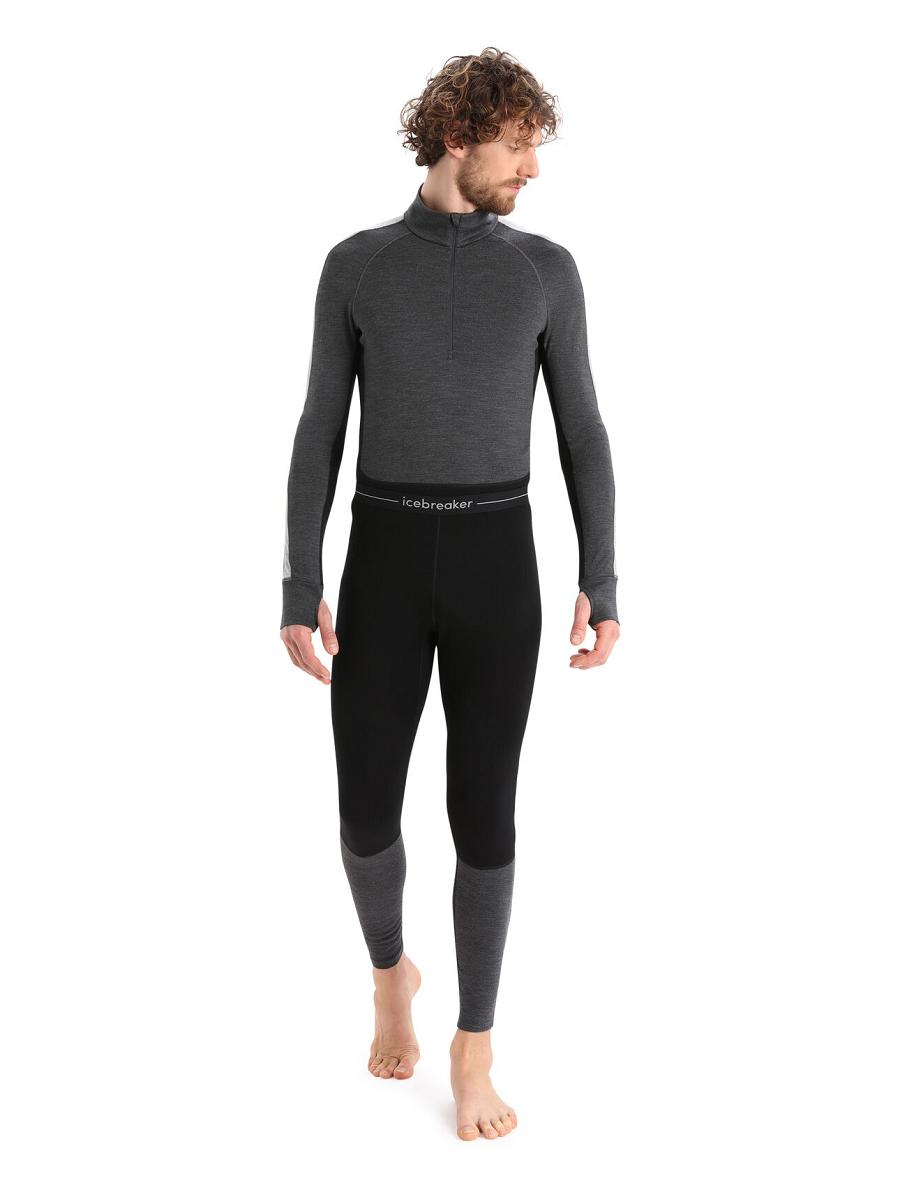 Icebreaker Merino 260 ZoneKnit™ Merino Leggings Miesten Base Layers Mustat | FI 1332PJJQ